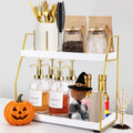 DWTS 2 Tier Wood/Gold Metal Coffee Station Organizer,Coffee Bar Accessories