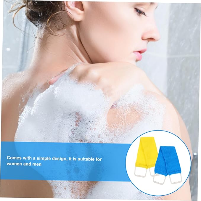 HONITANO Double-Sided Back Scrubber Strap for Shower Bath Towel Natural Exfoliating Massage Belt for Men and Women 27.16In Length for Smooth Skin and Improved Circulation