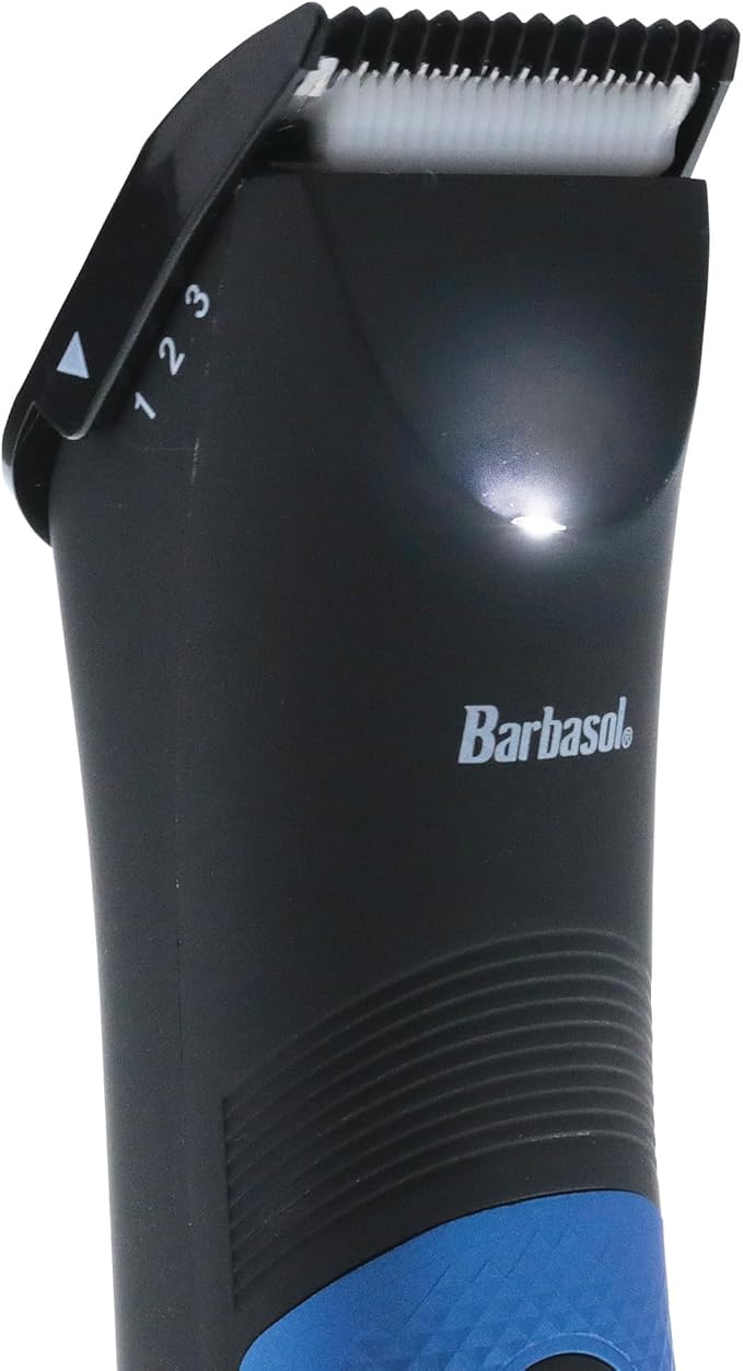 Barbasol Body Hair Trimmer for Men, with Adjustable Guide Shield, Built in Light, Heat Resistant & Hypoallergenic Ceramic Blade, Wet and Dry Waterproof Trimmer, Full Body Battery Powered Trimmer