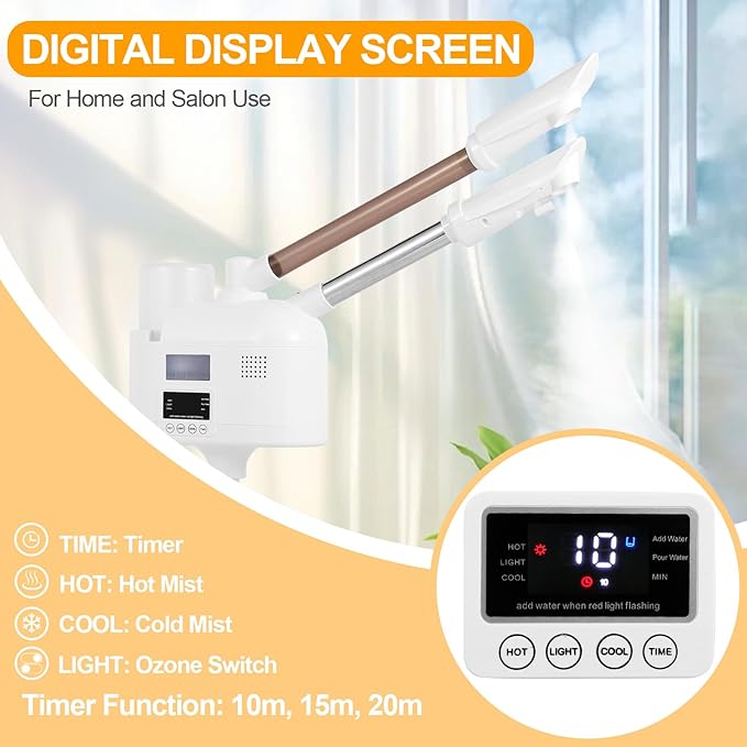 Facial Steamer, 2 in 1 Facial Steamer with Ozone and Hot & Cold Mist