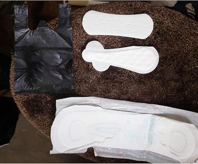 Sanitary Napkin Disposal Bags, 400 PCS Personal Disposal Bags for Women Trash Bags with Handle for Feminine Hygiene Product - Black
