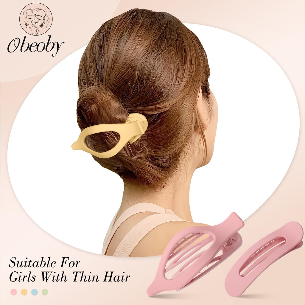obeoby 8 PCS Flat Hair Clips, Light Colorful Flat Claw Clips 2 Styles Hair Claws for Girls Teens