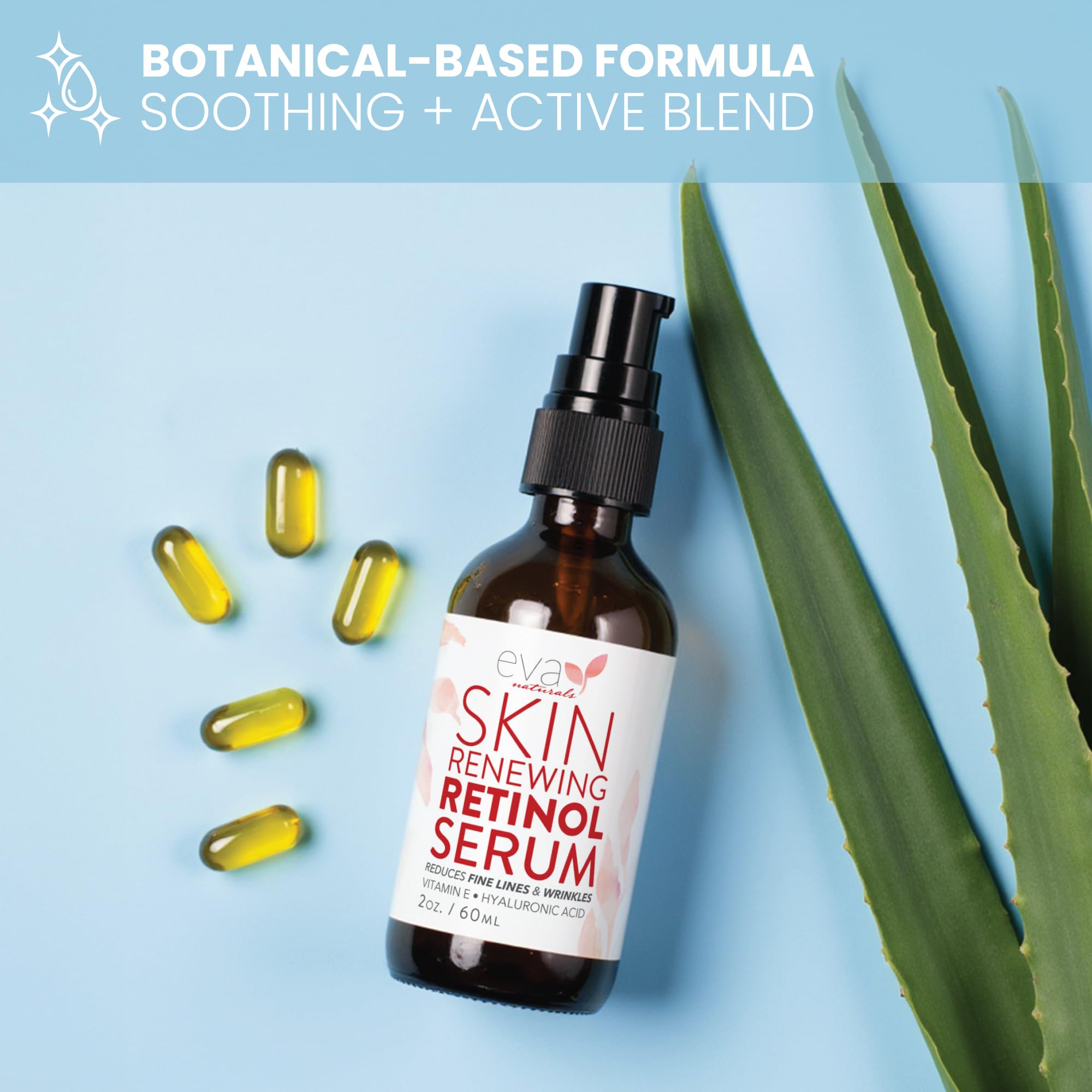 Eva Naturals Retinol Serum, Hyaluronic Acid & Fine Lines, 2 oz, 2-Pack