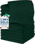 DAN RIVER 12 Pack Wash Cloths for Showering [12x12] - 100% Cotton Washcloths Premium Quality Flannel Face Cloths for Bathroom, Highly Absorbent and Soft Feel Wash Clothes, Hunter Green