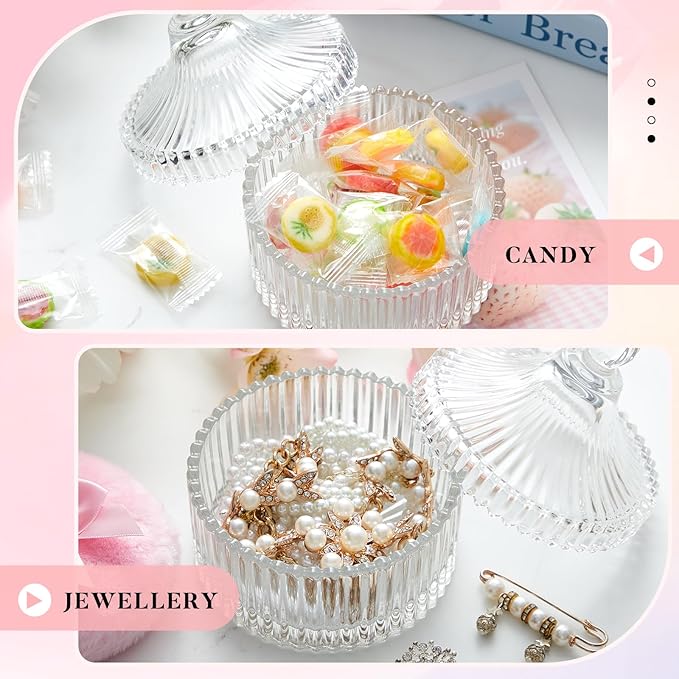 Tioncy 3 Pcs Large Body Powder Puff and Container Valentine's Day gift Powder Container with Puff Crystal Case Soft Washable Reusable Velour Face Body Glitter Wet Dry Makeup (Classic,Clear)