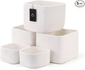 5-Pack Storage Cubes Woven Rope Baskets - 2 Sizes Organizer Bins for Closet, Shelf, Bookshelf, Nursery, Changing Table, Cube Storage Bins, Storage Baskets for Bathroom Toy & Home