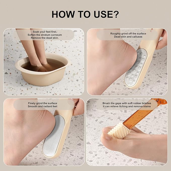 Double-Sided Stainless Steel Foot File, Pedicure Callus & Dead Skin Remover