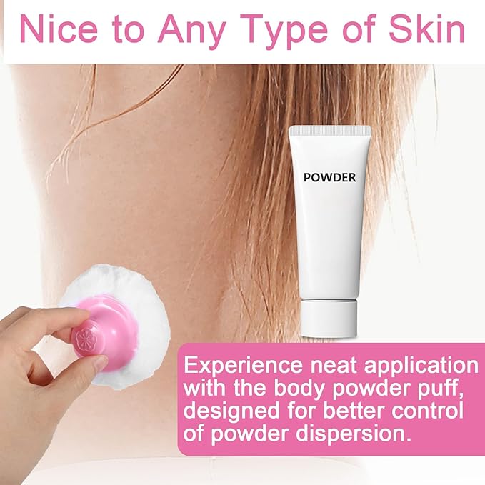 WLLHYF 2 Pcs Fluffy Large Body Cosmetic Face Loose Powder Applicator Handle Foundation Puff Pad Washable Beauty Application Tool for Women