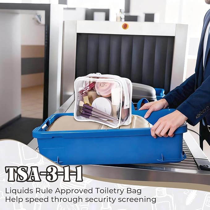 CHICAUP 6 Pieces Clear Makeup Bags Bulk TSA Approved Toiletry Bag for Travel PVC Waterproof Clear Cosmetic Pouch with Zipper for Men and Women Carry-on Travel Essentials (White)