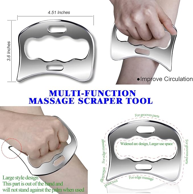 BYYDDIY-3 in 1 Stainless Steel-304 Muscle Scraper Tools Set,Scraping Massage Tools for Physical Therapy,Derma Edge & GuaSha Massage Scraper Tool