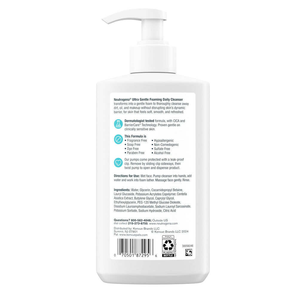 Neutrogena Ultra Gentle Foaming Facial Cleanser, Fragrance-Free, 12 fl oz