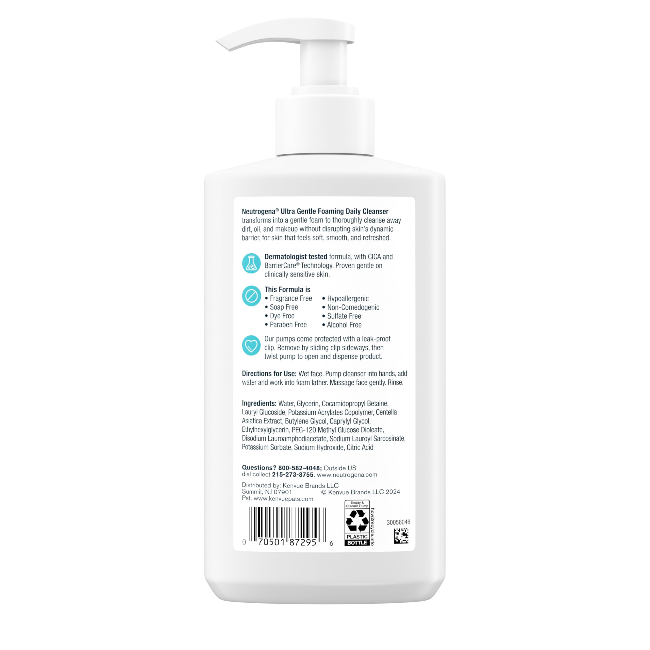 Neutrogena Ultra Gentle Foaming Facial Cleanser, Fragrance-Free, 12 fl oz