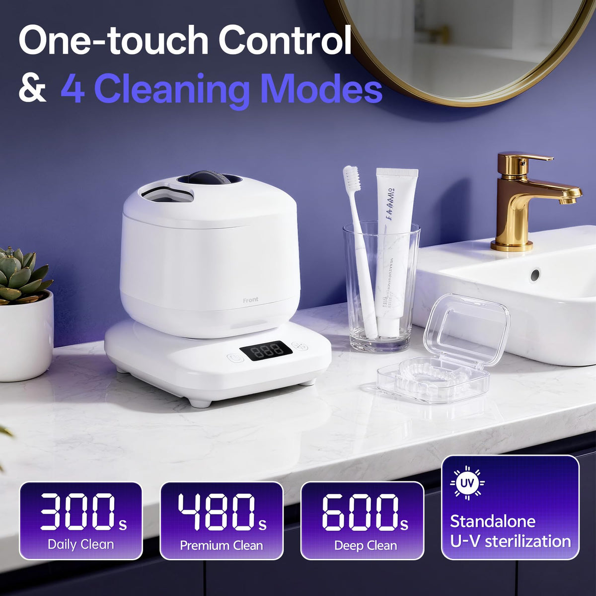 Ultrasonic Retainer Cleaner Machine with UV,Sonic Jewelry Cleaner for Rings