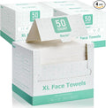 Borje Face Towels XL, Thick Disposable Face Towel 10" x 12", 200 Count (4 Packs of 50), 100% USDA Biobased Soft Facial Towelettes, Makeup Remover Dry Wipes for Women Cleansing