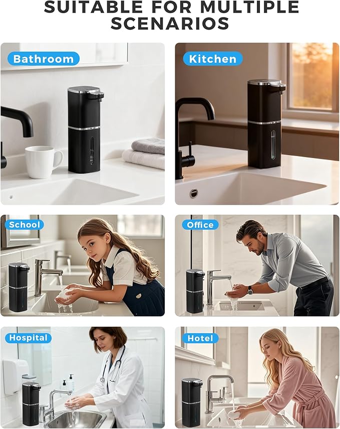 2 Pack Automatic Foaming Soap Dispenser, Touchless Rechargeable