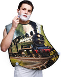 NOUZU Steam Little Train Print Beard Bib Apron For Men, Beard Hair Catcher For Men Shaving Trimming,Beard Cape Cloth, Black