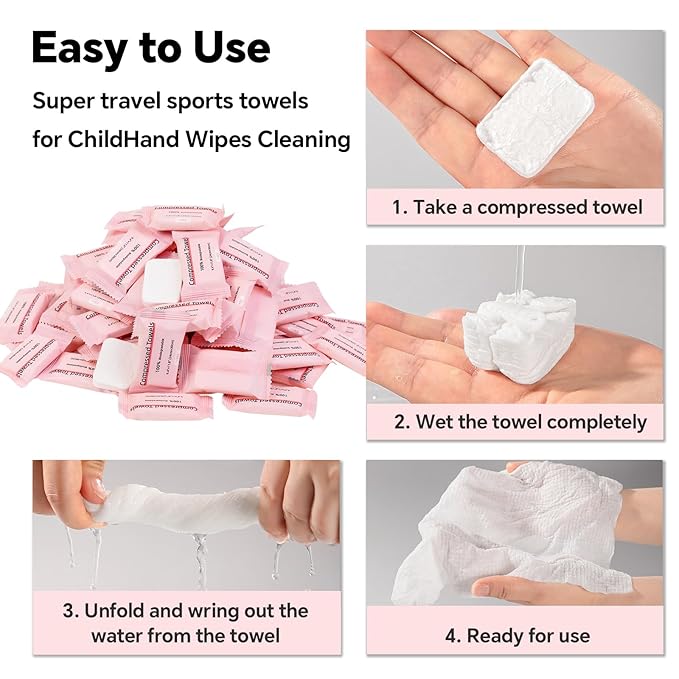 Compressed Towels for Travel, 70 Bulk Pack Coin Tissues, Individually Wrapped Disposable Face Towels for Camping, Hiking, Outdoors, Home, Beauty, and Emergency Use