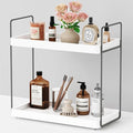 Forbena White Bathroom Organizer Countertop, Kitchen Counter Shelf Organizer for Coffee Bar Station, Makeup Vanity Organizers and Storage, Tiered Sink Tray for Perfurm Skincare (White and Grey)