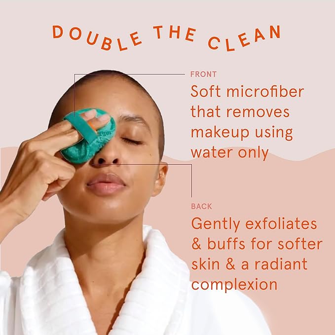 CleanLogic Bath & Body Exfoliating Dual-Texture Facial Pads, Face Sponges for Cleansing & Softening Sensitive Skin, MakeUp Remover Pads, Assorted Colors, 9 Count Value Pack