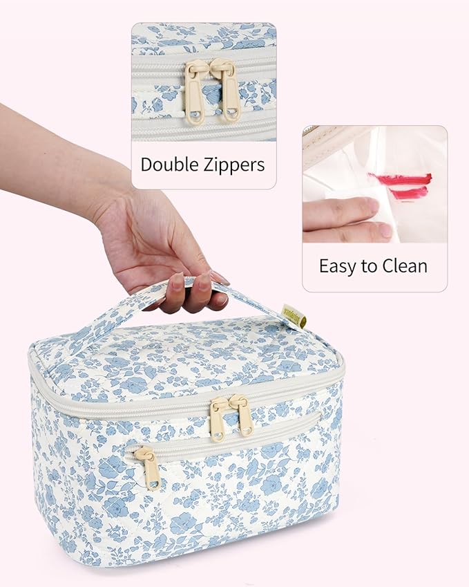 Wandering Nature Makeup Bag, Women Travel Make Up Vanity Case with Handle