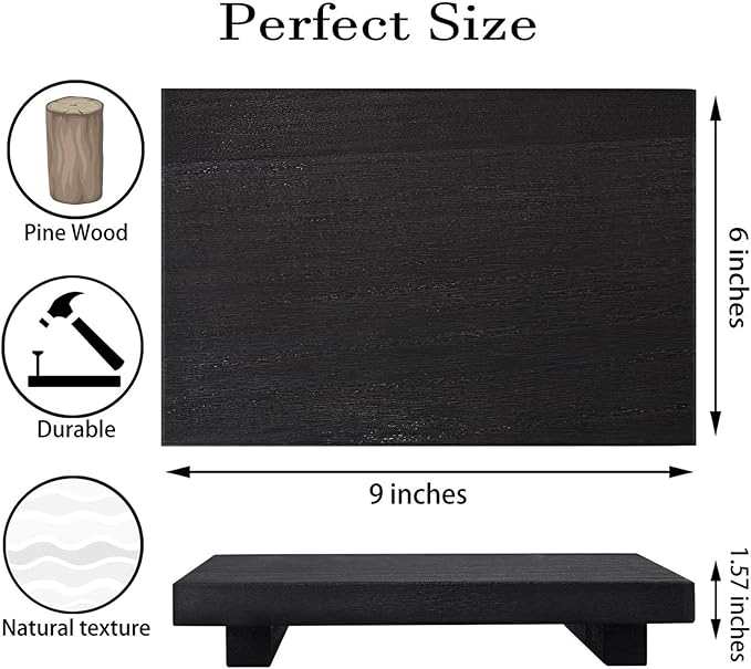 Wood Bathroom Tray Farmhouse Decor Kitchen Soap Holder, 9"x6" Black
