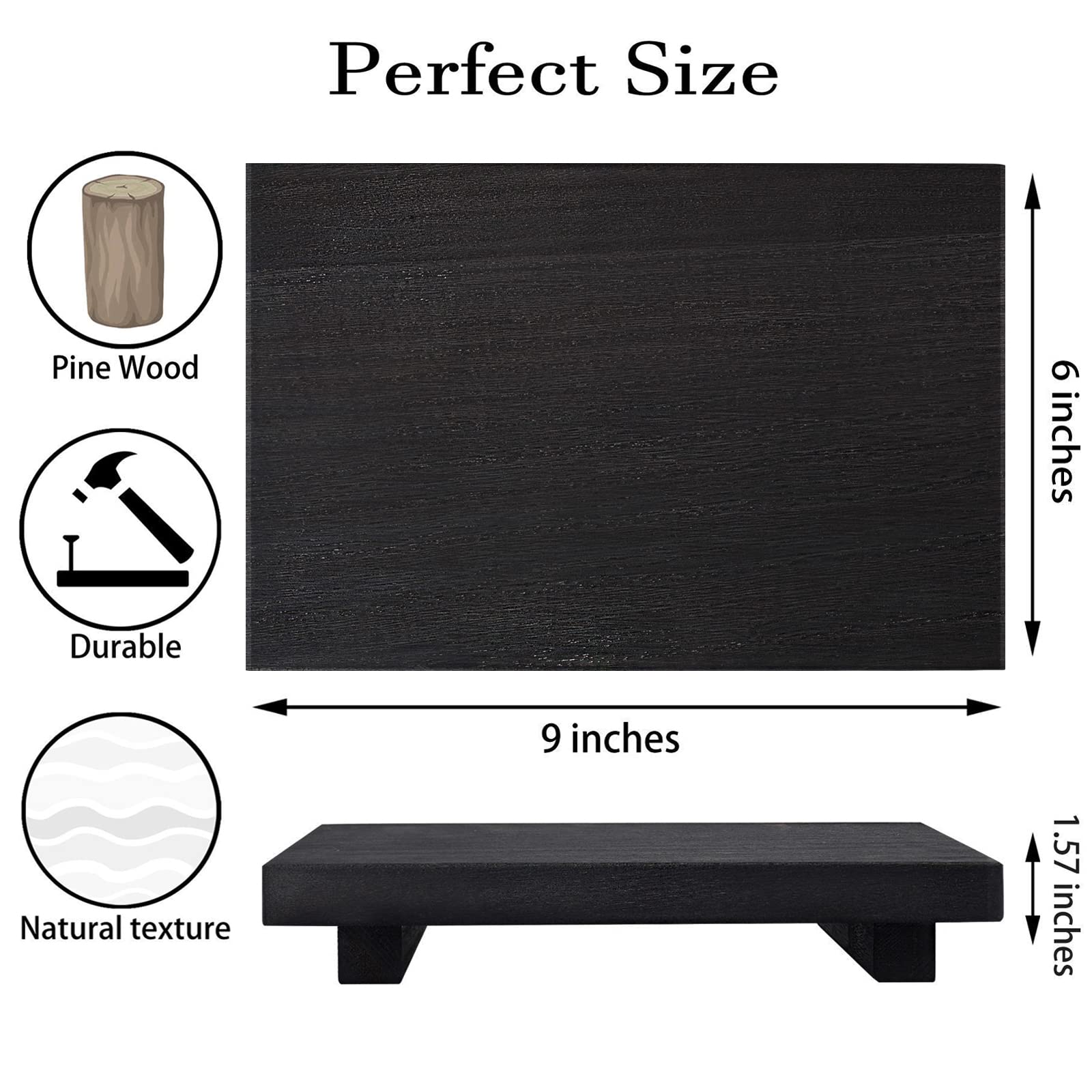 Wood Bathroom Tray Farmhouse Decor Kitchen Soap Holder, 9"x6" Black