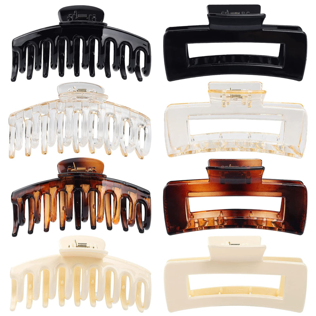 laxizar 8 Pack Claw Clips Rectangular Hair Clips for Women Girls Large Bandana Clips Strong Hold Hair Jaw Clips