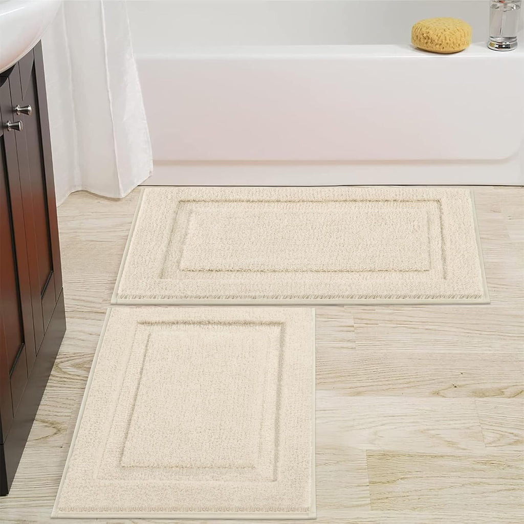 SHACOS Soft Microfiber Light Beige Bathroom Rugs Sets 2 Pieces 32x20 inch
