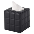 XNONE Tissue Box Cover Square Tissue Box Holder PU Leather Facial Organizer with Magnetic Bottom,Decorative Napkin Caddy for Vanity Dresser Night Stand Table Countertop Home Office Car,Black