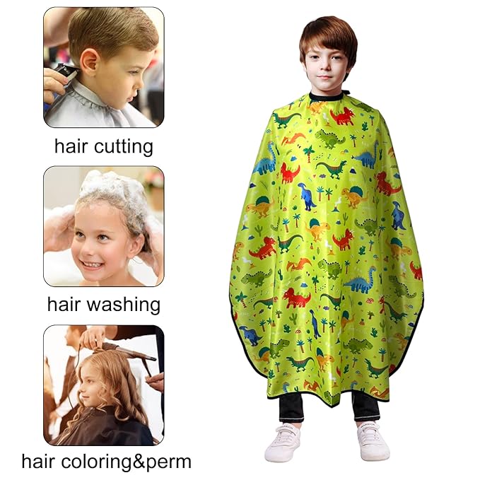 Pelocapa Kids Waterproof Salon Shampoo Capes - 39" 51" (Yellow Dinosaur)