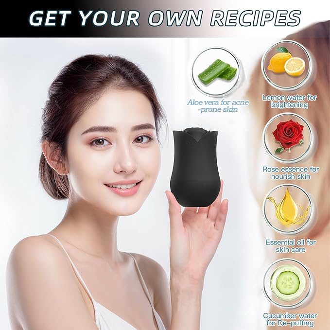 Xkmiess Ice Roller For Face，Cryo Cube Ice Roller For Facial And Eye,Skincare Tools,For Relieving Facial Edema, Shrinking Pores, And Lifting And Firming The Skin (Black)
