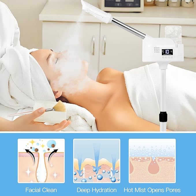Facial Steamer Hot Mist Spray, SPA Ozone Steamer for Spa at Home and Salon