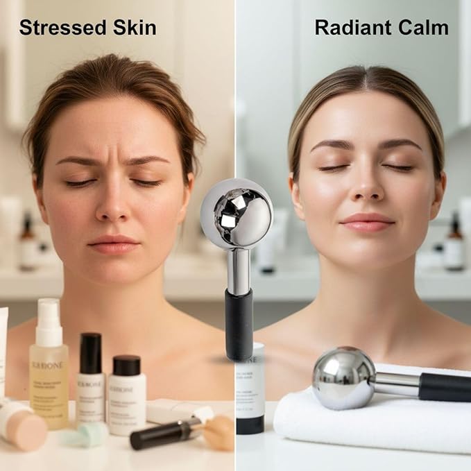 byepica Ice Globes, 2 Pcs Stainless Steel Cryo Sticks for Face, Hot & Cold Therapy, 135 X 50 Mm, for Facial Massager