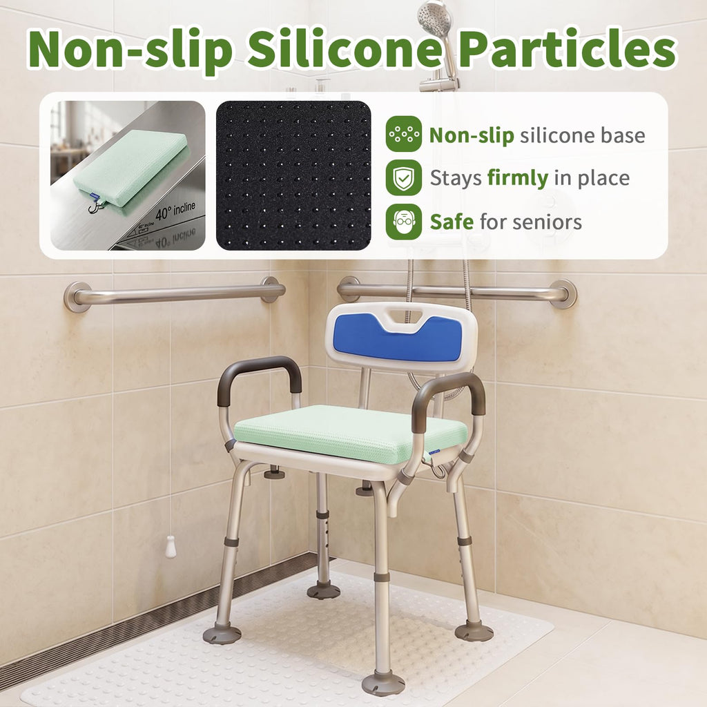 Gooo&Ma Shower Cushion, Non-Slip Air Fiber Bath Pad, Green