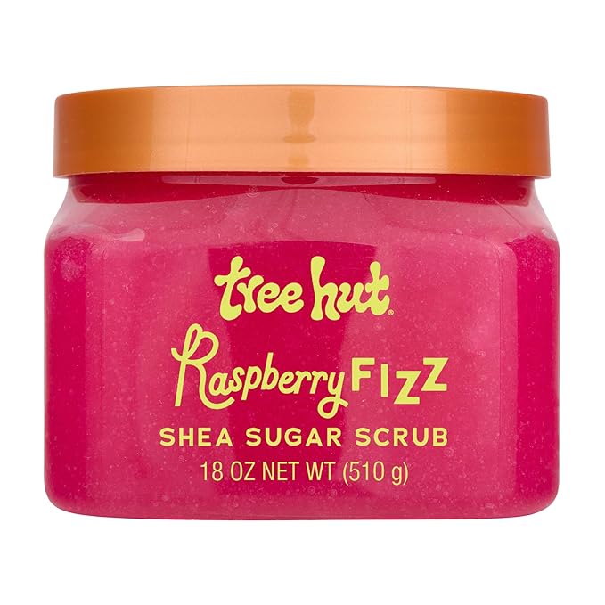 Tree Hut Raspberry Fizz Body Scrub, Exfoliating Sugar Scrub, Vegan, 18 Oz