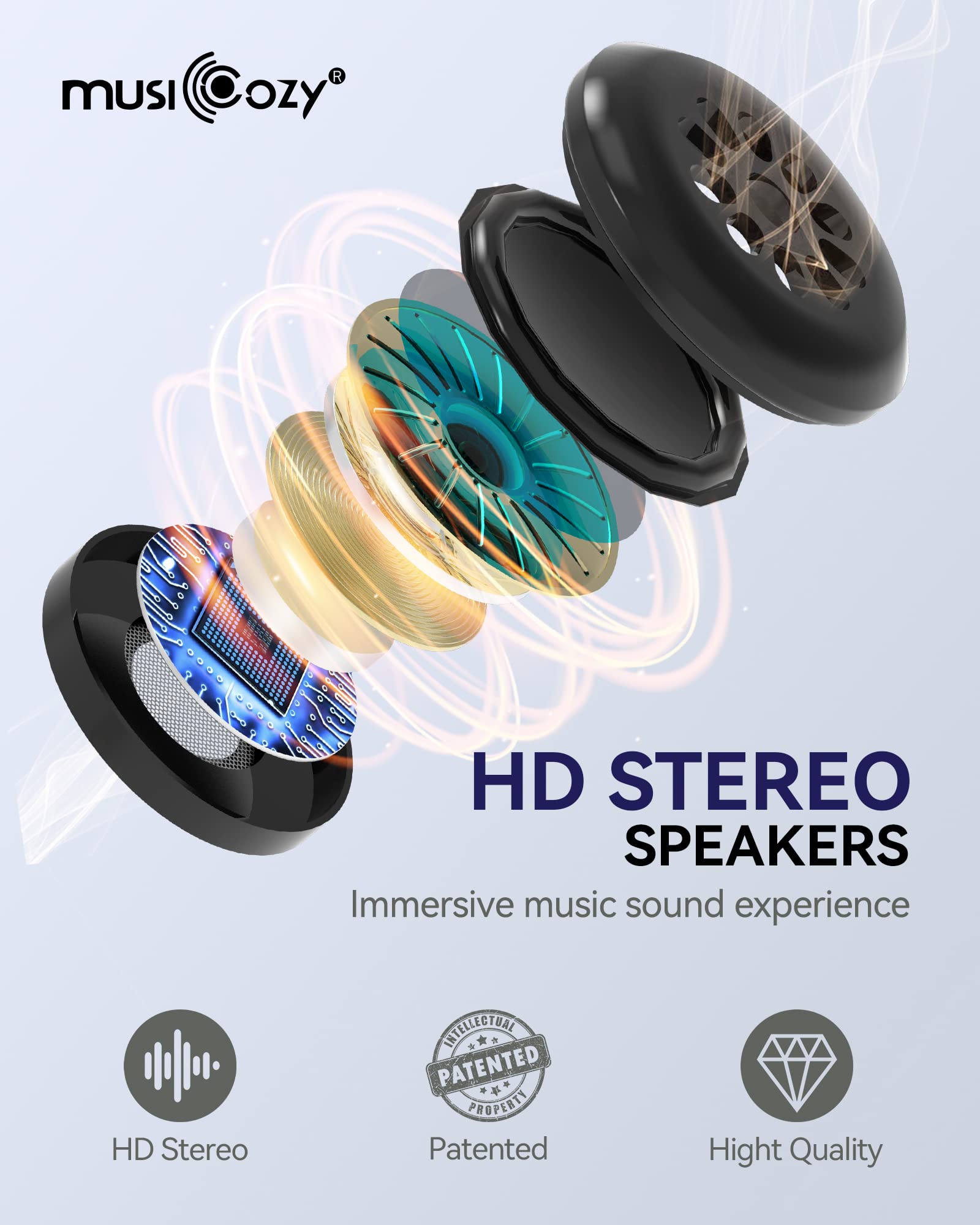 MUSICOZY Sleep Headphones Bluetooth 5.4 Headband Breathable Sleeping Headphones, Wireless Music Eye Mask Earbuds Earphones for Side Sleepers Men Women Air Travel Cool Tech Gadget Gifts