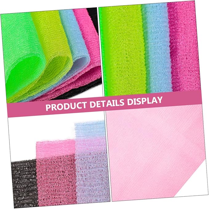 LALADEFIEE 5Pcs Exfoliating Bath Back Scrubber with Long Strap for Effortless Cleansing Gentle Skin Exfoliation for Back and Neck Cleaning Random Colors Random Color