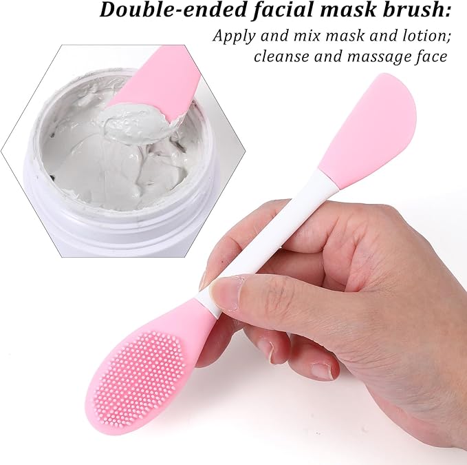 4 PCS Facial Cleansing Brush 2 in Silicone Face Scrubber Pore Brushs Face Scrub Brush for Exfoliating Massaging Remove Blackheads Applicator for Mud Makeup Skincare Removal Body Lotion DIY Mask Clay