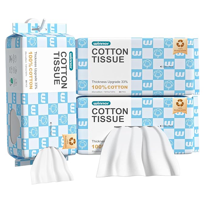 Winner Soft Face Towels, Upgraded Thicker 100% USDA Biobased Facial Towels with Hangable Design, Unscented and Gentle on Sensitive Skin, Disposable Facial Towelettes (240 Count, Pack of 3)