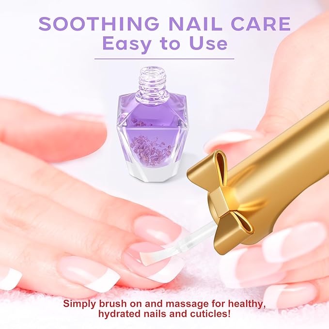 Cuticle Oil, Cuticle Nail Oil Infused with Real Flowers, Lavender 12ml