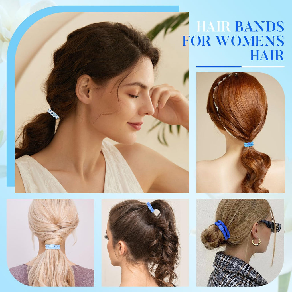 FORENEE 10Pcs Braided Hair Ties for Thick Hair - Blue Sky Style 2
