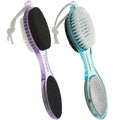 YIOYOODA Foot File Callus Remover 4-in-1, Feet Scraper Pedicure Tools with Pumice Stone, Scrubber Brush, Foot Rasp and Sand Paper, Double Sided Multi Purpose, Clear Blue and Purple