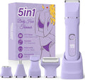 Bikini Trimmer for Women,5-in-1 Electric Razors for Women,Electric Shaver for Women's,IPX7 Waterproof Trimmer for Men Legs,with 5 Replaceable Blade Heads,USB Recharge Dock（Purple）