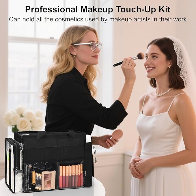TANTO Extra Large Makeup Bag, Makeup Artist Kit Bag with Divider Professional Cosmetic Bag Organizer Hair Stylist Organizer Bag Mobile Pro Makeup Storage Case Duffle Tote Bag for Makeup Beauty Lover
