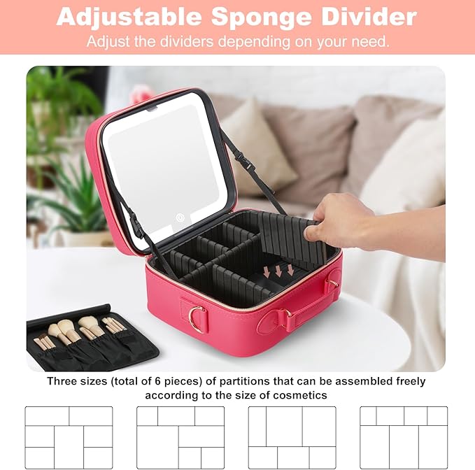 Mocado Travel Makeup Bag with Mirror Makeup Case with 10x Magnifying Mirror