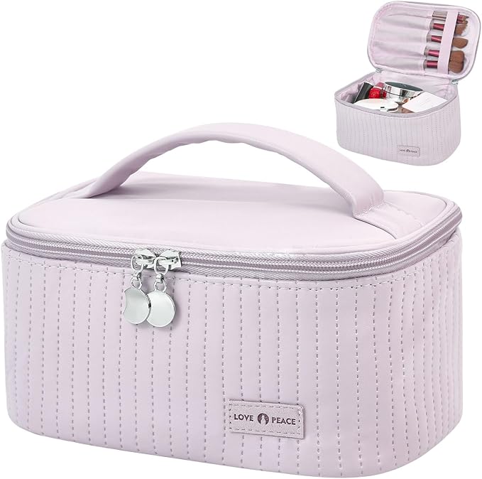 Yuilgdo Makeup Bag Travel Cosmetic Bag, Large Capacity Makeup Organizer Bag and Storage, Portable PU Leather Pouch Toiletry Bag Make up Organizer, Cosmetic Bags for Women