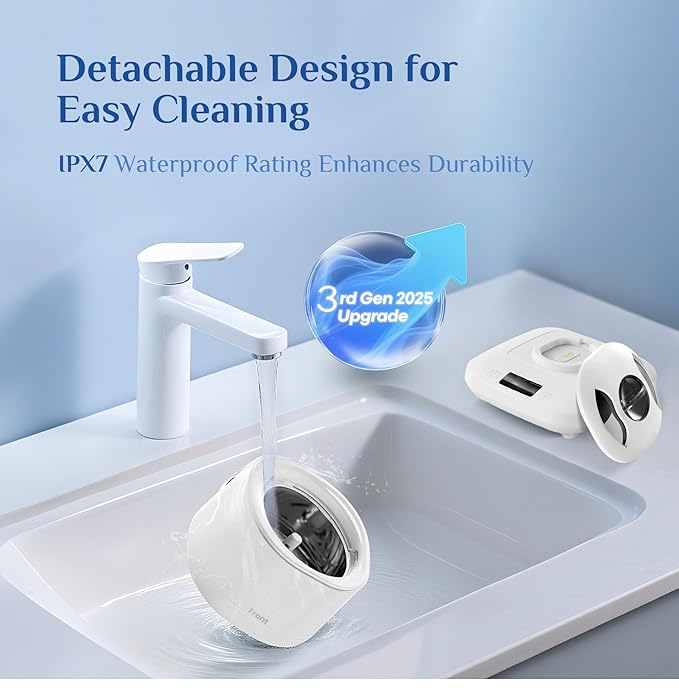 Ultrasonic Jewelry Cleaner Machine with Purifying Light, Detachable Retainer Cleaner for Jewelry, Retainers, Dentures, 42kHz Ultrasonic Cleaner with 3 Modes, Waterproof, for family, White
