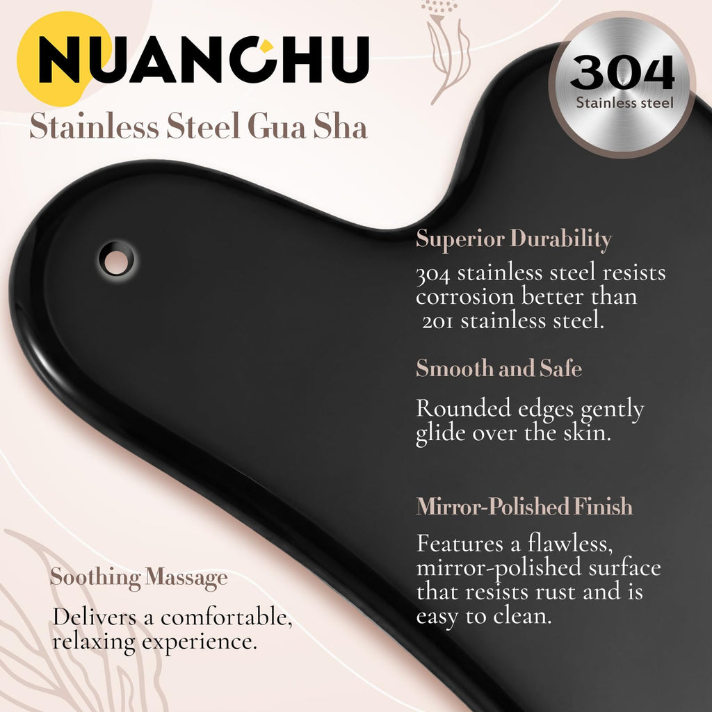 Nuanchu 304 Stainless Steel Gua Sha Facial Tool Black
