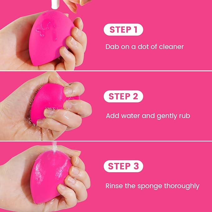 BEAKEY Makeup Sponges 5 Pack, Rose Pink Beauty Sponge for Foundation