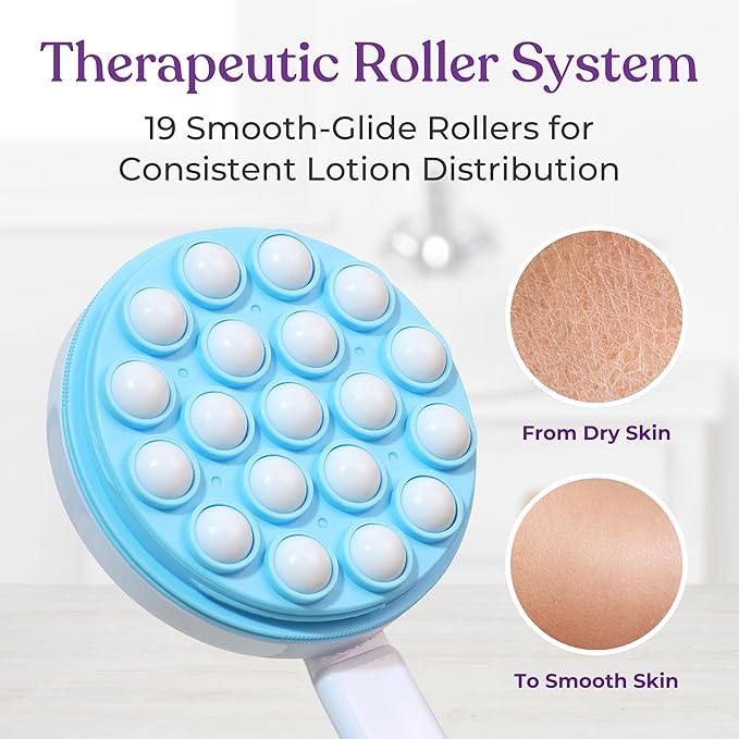 Lavivio Lotion Applicator for Back - Back Lotion Applicator for Women and Men - 19 Massaging Rollers for Soothing Relief - Long Handle, Easy Application - Ideal for Elderly, Perfect for Cream & Lotion